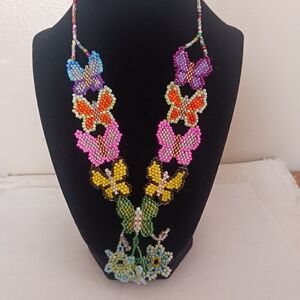 Colorful Butterfly Beaded Necklace